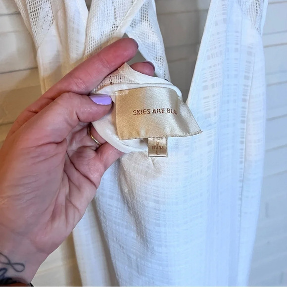 Skies are Blue Ivory Crossback Lace Floral Flowy Dress, Women’s Size Large - Picture 9 of 9